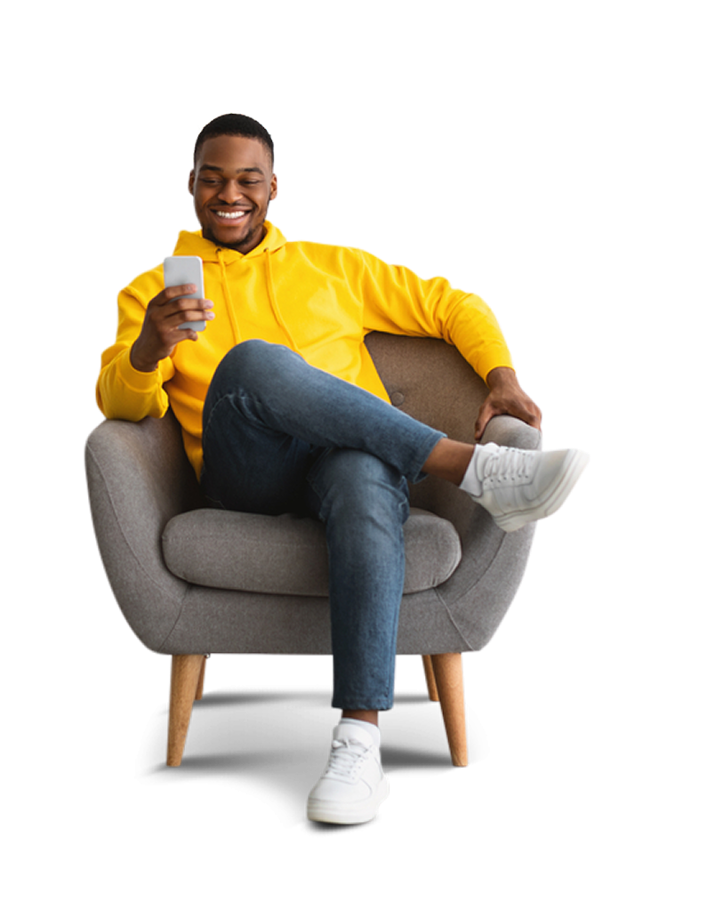 Person Sitting with Phone